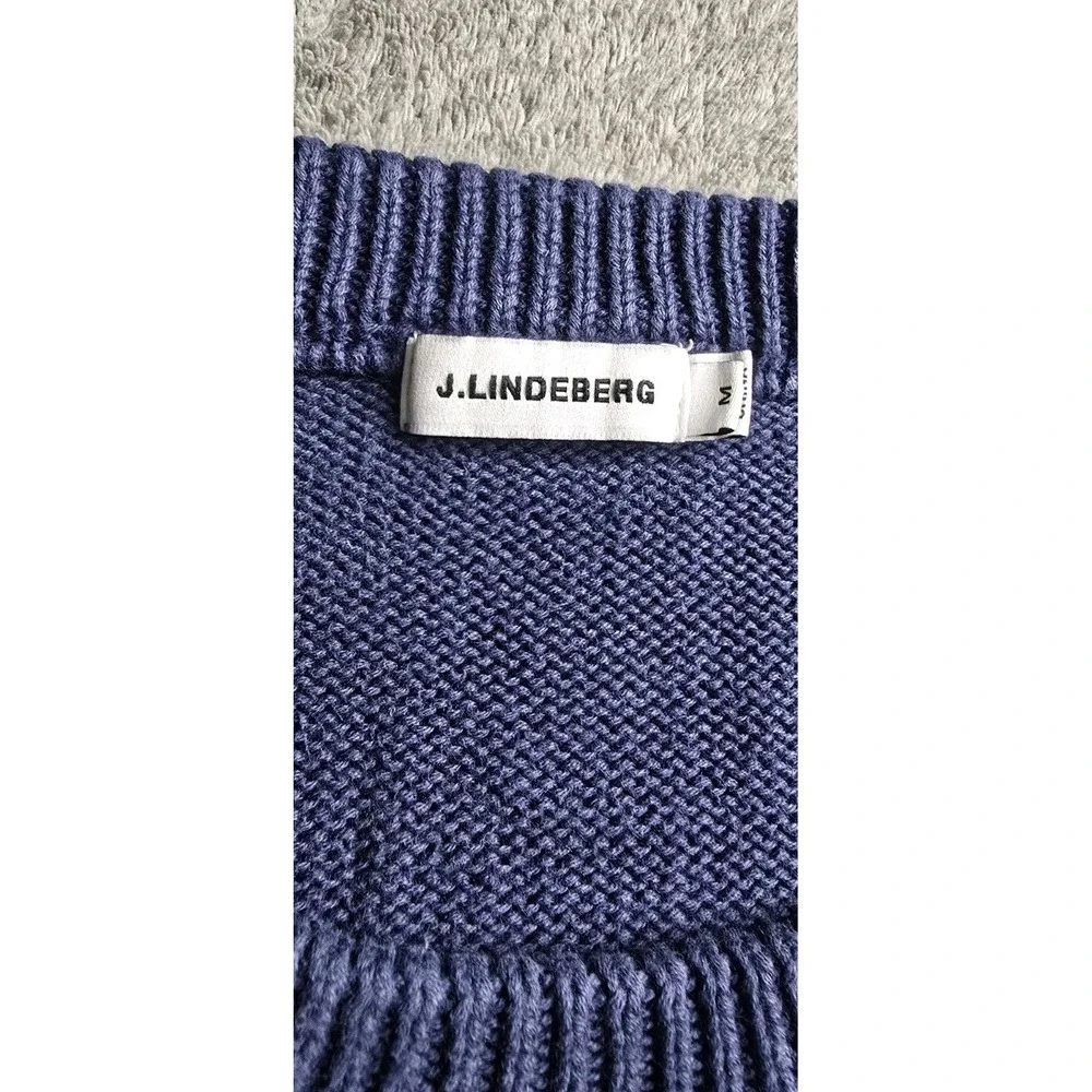J Lindeberg Benji Sea Cable Knit Sweater Mens Medium Navy Blue Golf Preppy